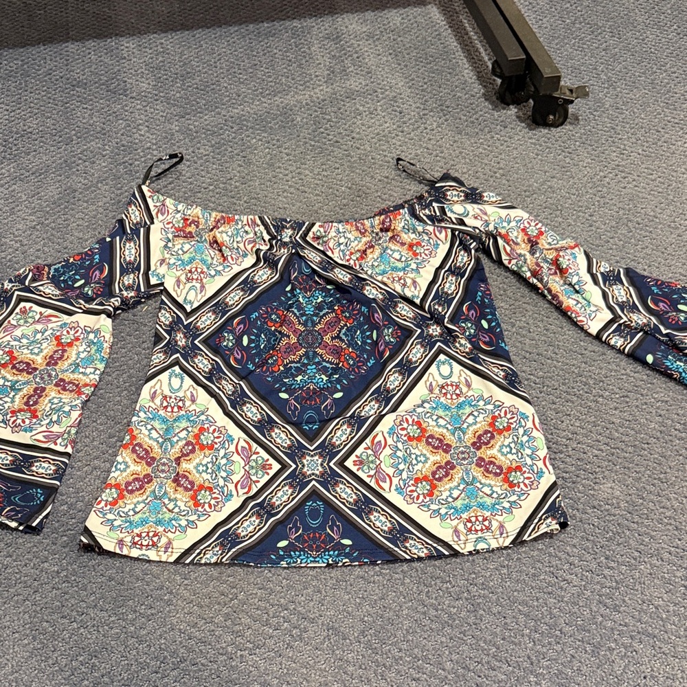 Bohemian Print Off-Shoulder Blouse